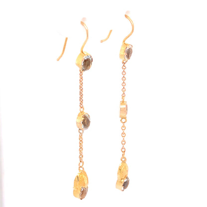 Antique Victorian Quartz Earrings in 14k Yellow Gold