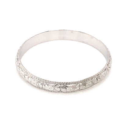 2.7mm Engraved Art Deco Wedding Band in 18k White Gold