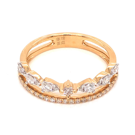 .50 Double Banded Diamond Ring in 14k Yellow Gold