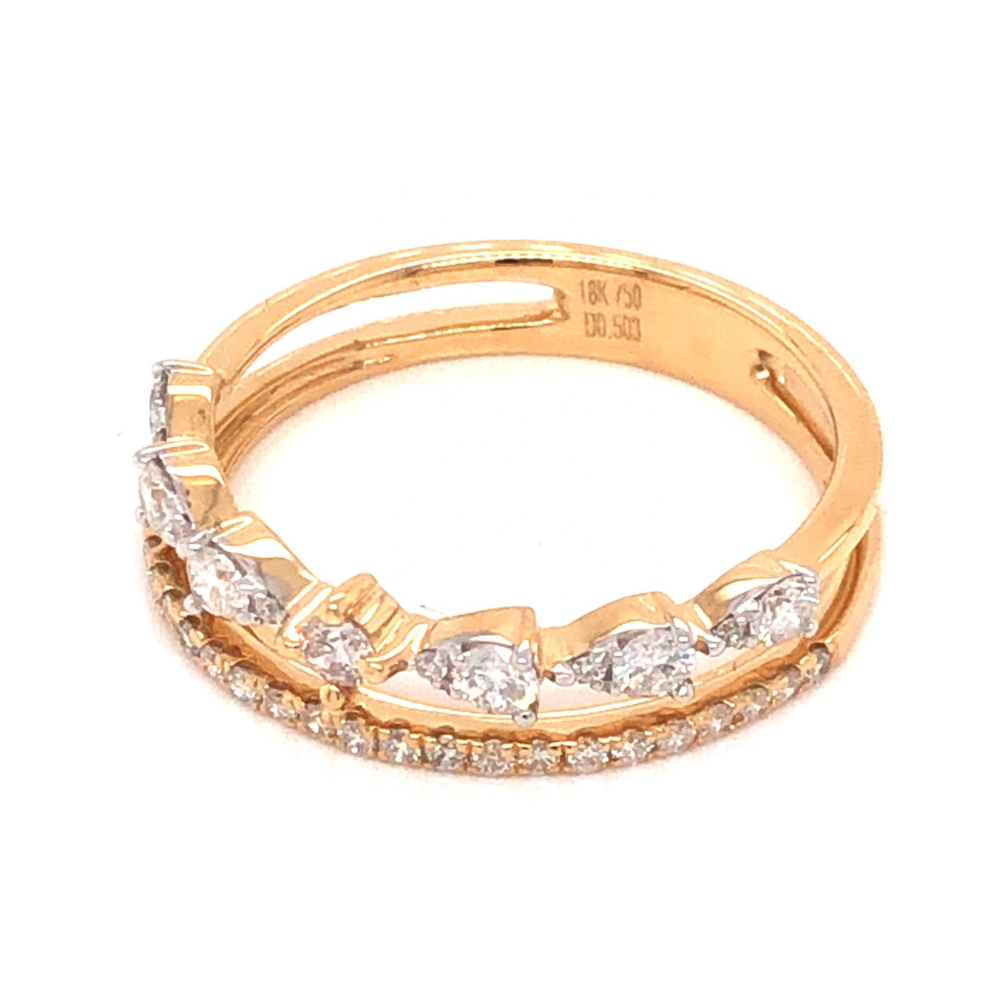 .50 Double Banded Diamond Ring in 14k Yellow Gold