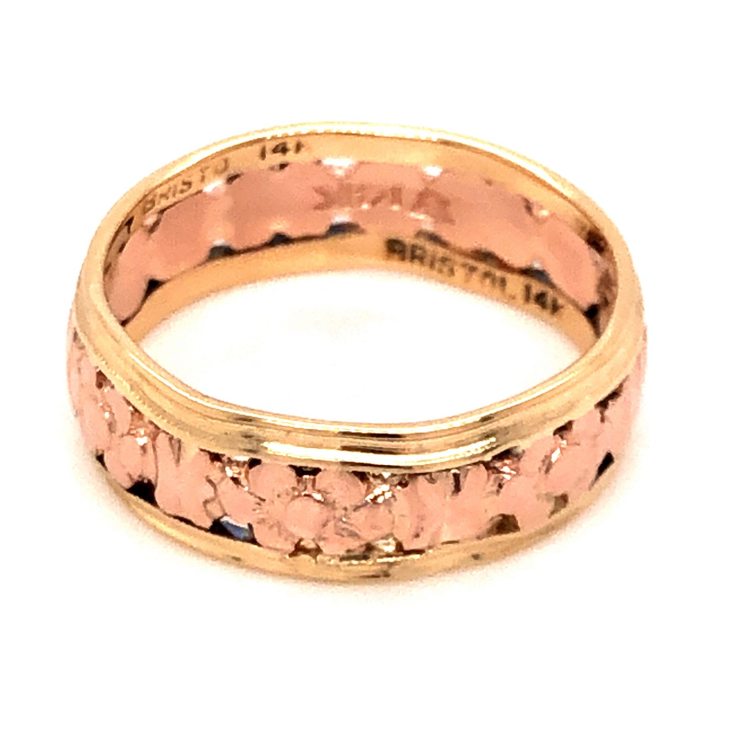 Wide Mid-Century Wedding Band in 14k Yellow and Rose Gold