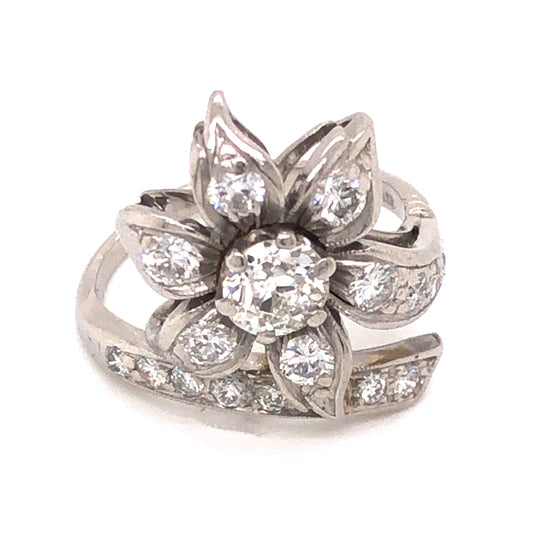 .69 Petri Floral Diamond Cocktail Ring in Platinum