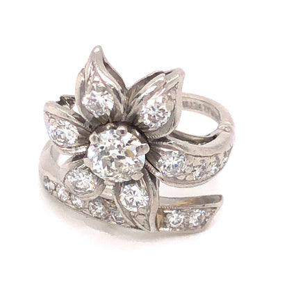 .69 Petri Floral Diamond Cocktail Ring in Platinum