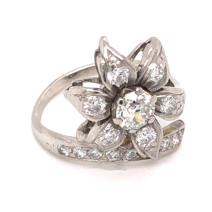 .69 Petri Floral Diamond Cocktail Ring in Platinum