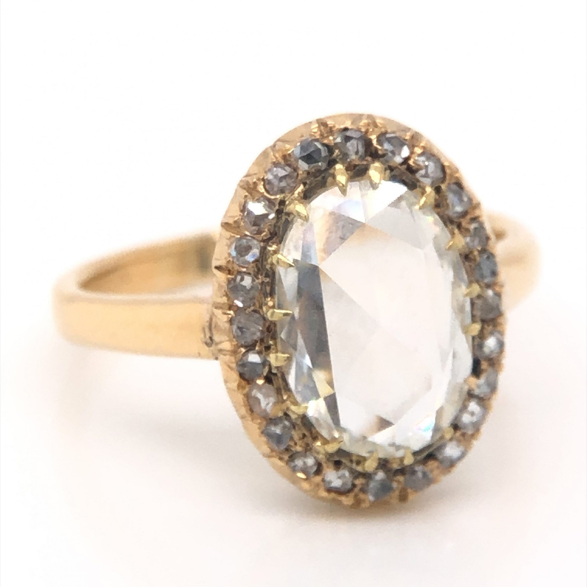 Victorian 1.52 Rose Cut Diamond Engagement Ring in 15k Yellow Gold