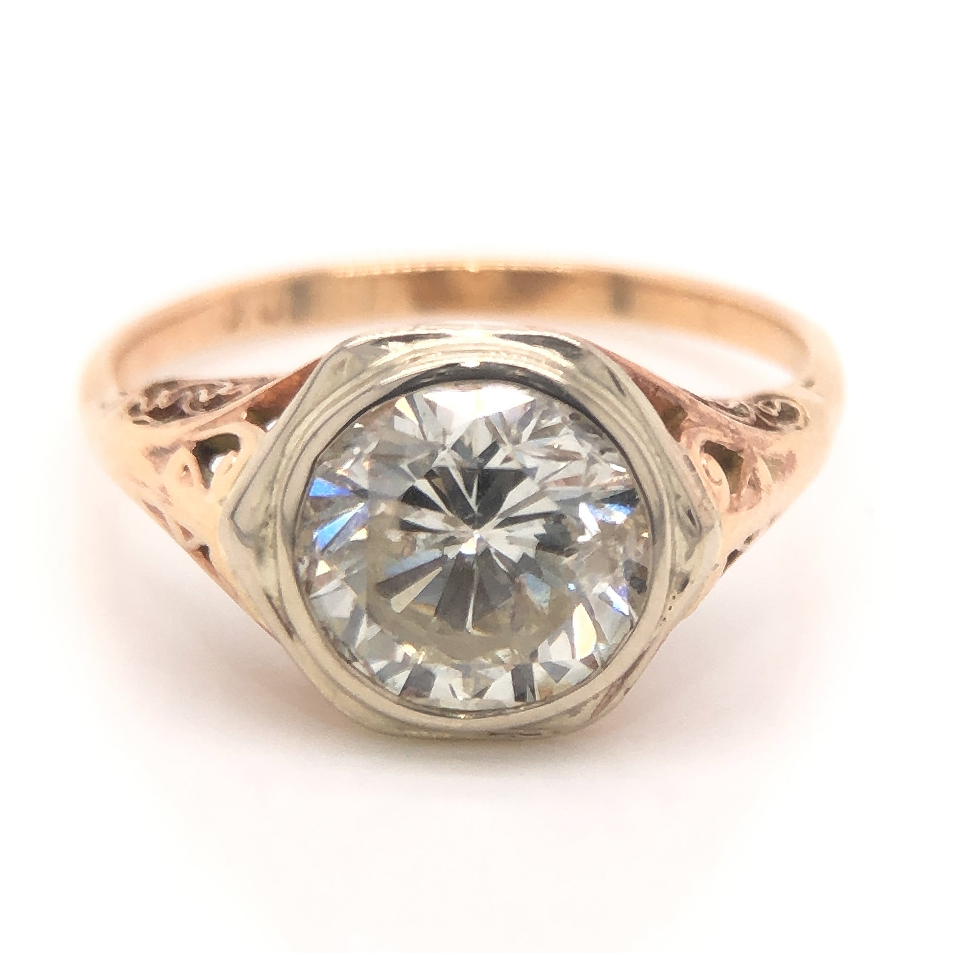 2.15 Vintage Diamond Engagement Ring in 10k Yellow Gold
