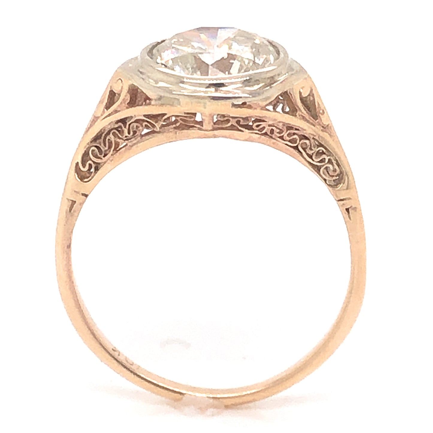 2.15 Vintage Diamond Engagement Ring in 10k Yellow Gold