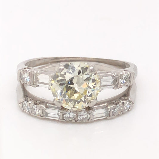 1.20 Antique Art Deco Engagement Ring & Wedding Band in Platinum