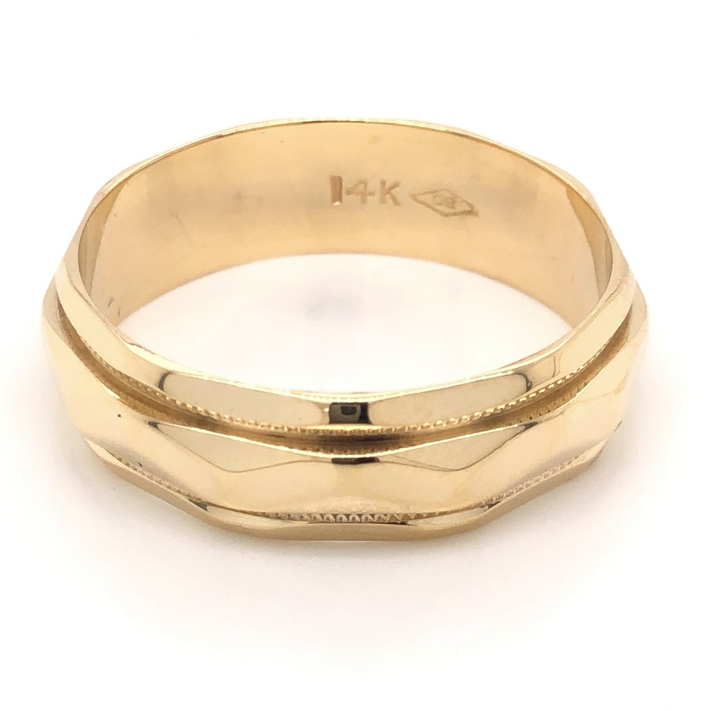 Vintage Men's Geometric Wedding Band in 14k Yellow Gold