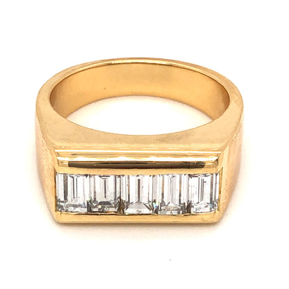 1.60 Baguette Cut Diamond Cocktail Ring in 18k Yellow Gold