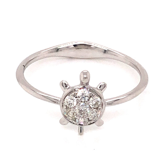 .16 Diamond Turtle Stacking Ring in 18k White Gold