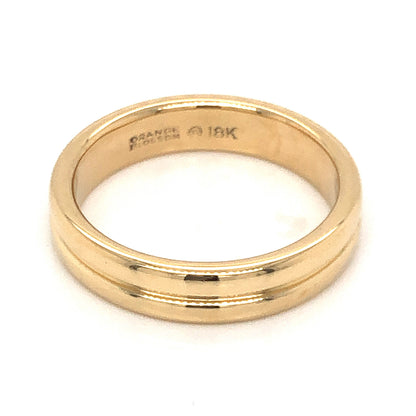 Men's Grooved Orange Blossom Wedding Band in 18K Yellow Gold