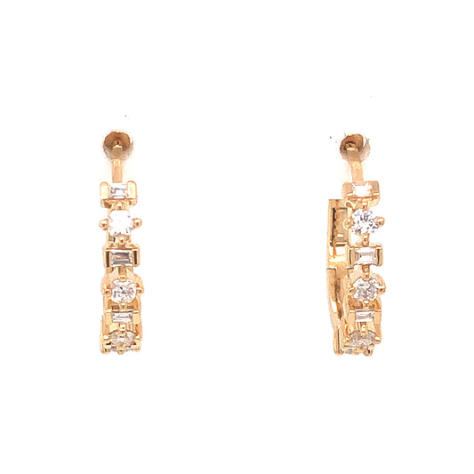 .34 Carat Diamond Hoop Earrings in 18K Yellow Gold