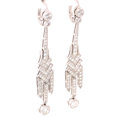 3.05 Round Brilliant Cut Diamond Drop Earrings in Platinum