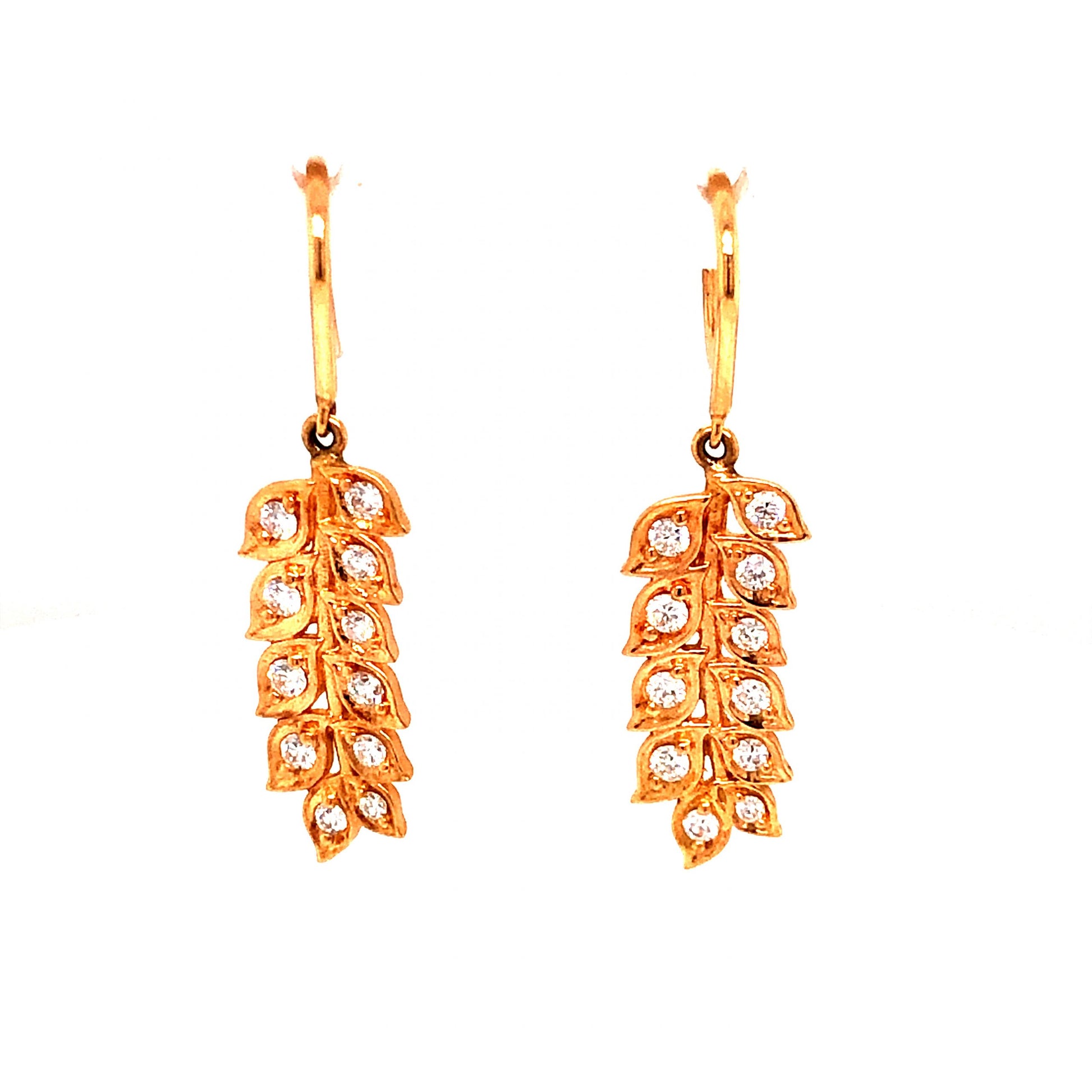 Half-Carat Diamond Leaf Earrings in 18K Rose Gold