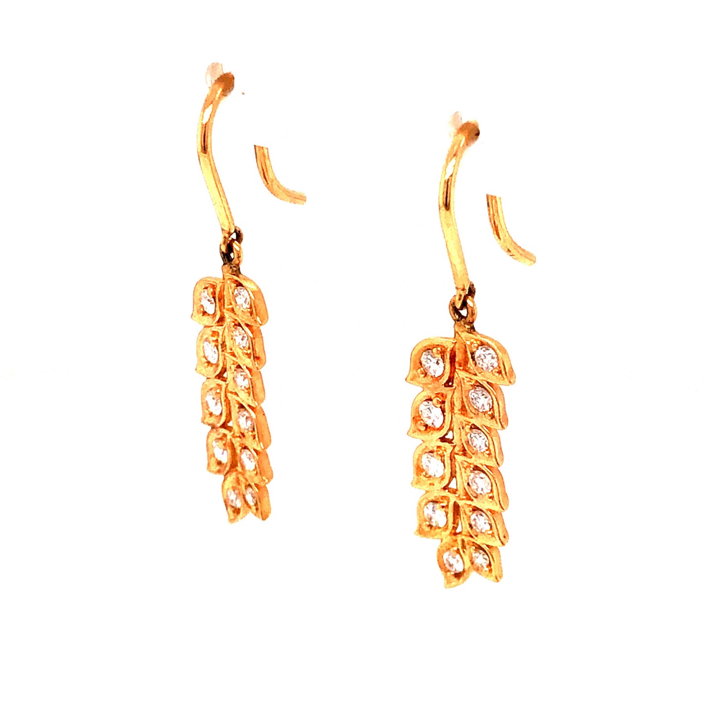 Half-Carat Diamond Leaf Earrings in 18K Rose Gold