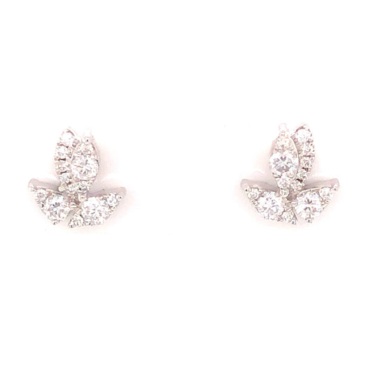 .36 Diamond Cluster Stud Earrings in 18k White Gold
