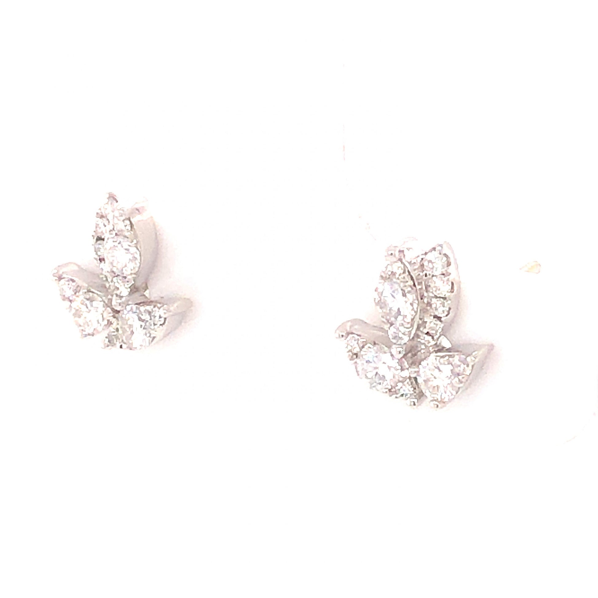 .36 Diamond Cluster Stud Earrings in 18k White Gold