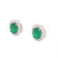 1.14 Oval Cut Emerald & Diamond Stud Earrings in 18k White Gold