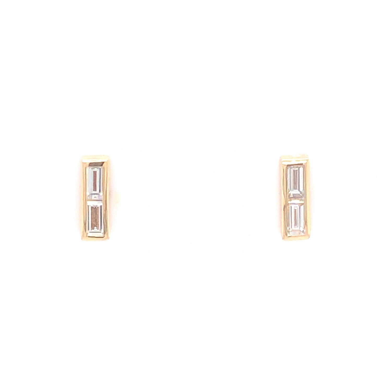 .32 Baguette Diamond Stud Earrings in 14k Yellow Gold