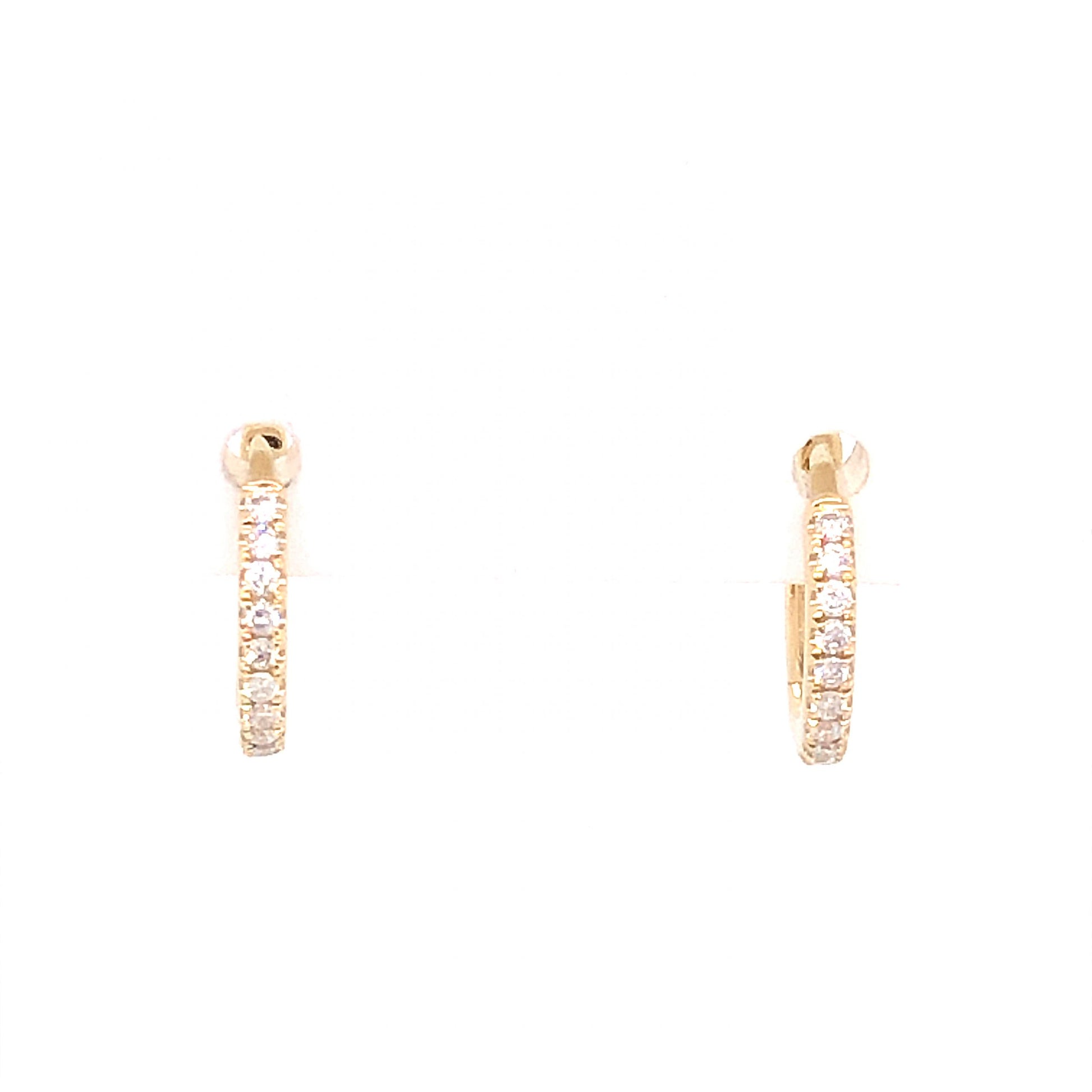 .10 Small Diamond Hoop Earrings in 14K Yellow Gold