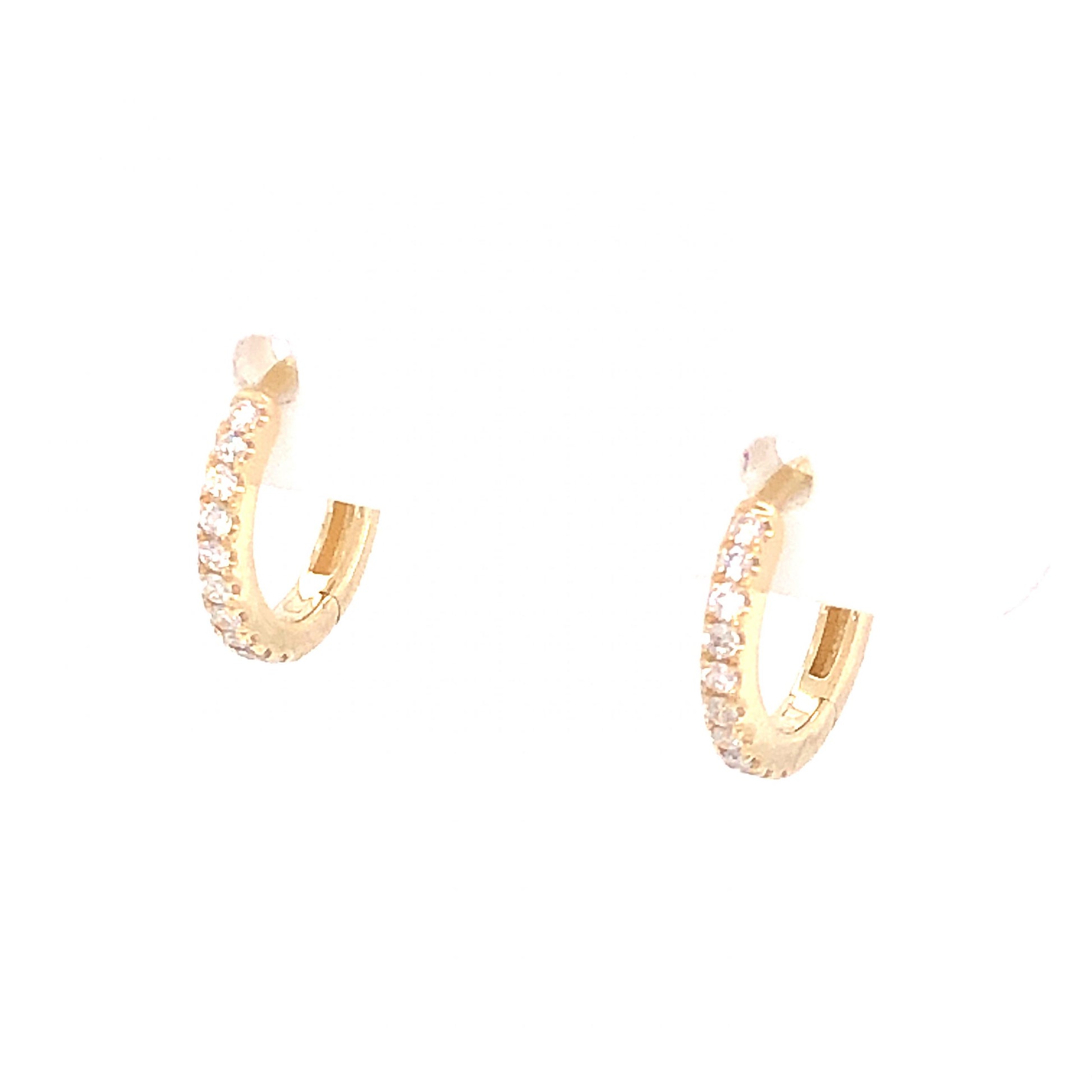 .10 Small Diamond Hoop Earrings in 14K Yellow Gold