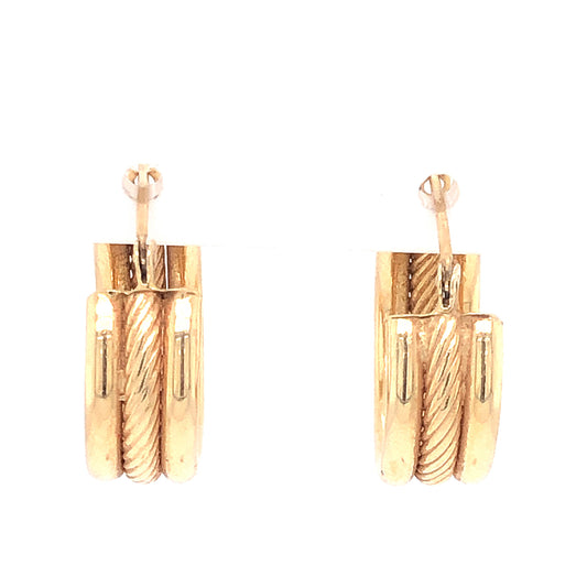 Small Textured Hoop Earrings in 14k Yellow Gold