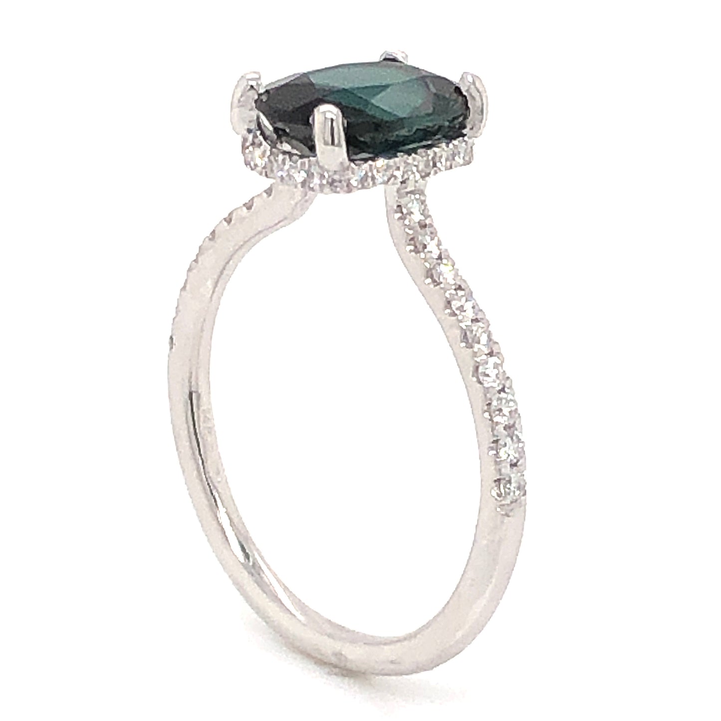 1.54 Oval Cut Tourmaline Engagement Ring in 14k White Gold