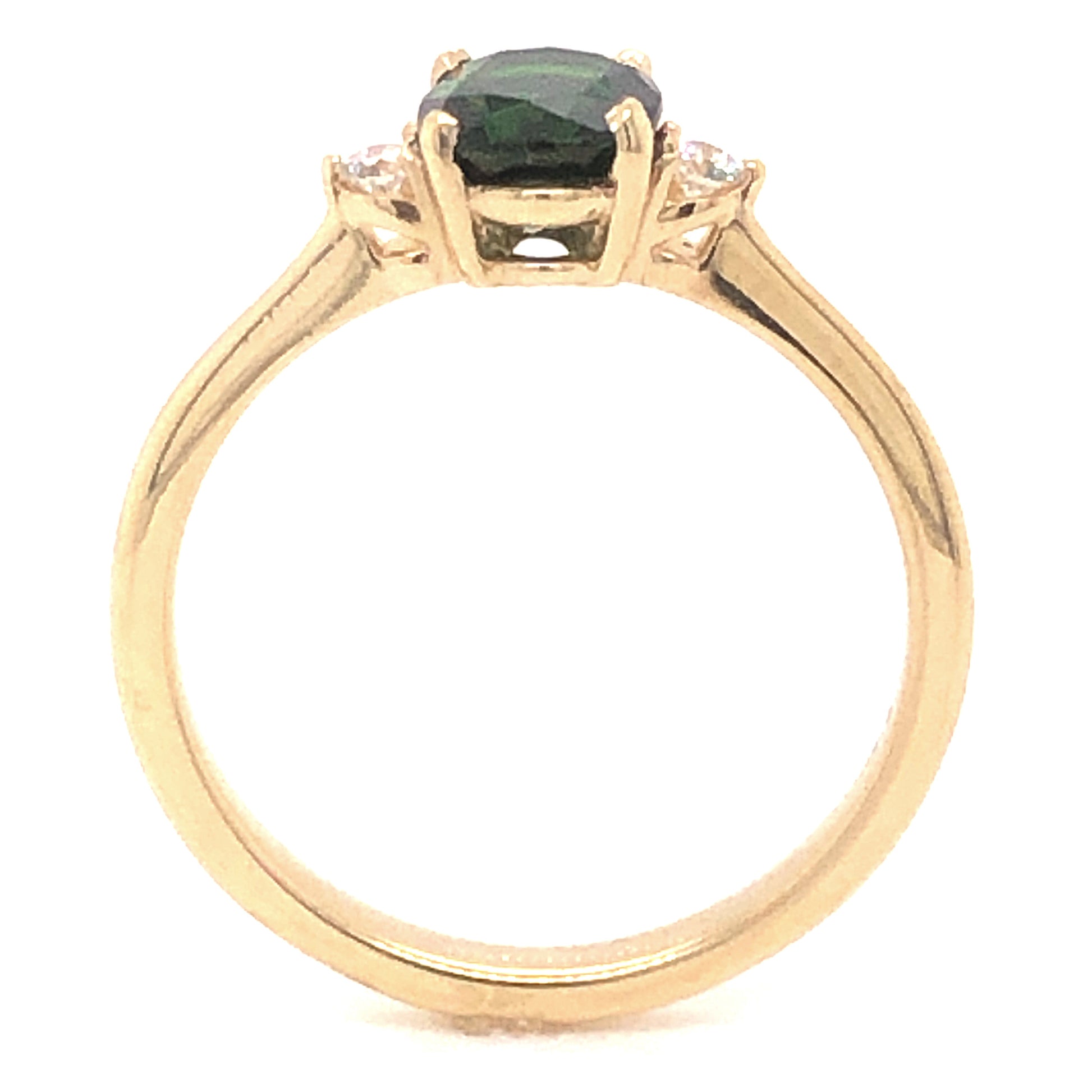 1.02 Oval Cut Tourmaline & Diamond Ring in 14k Yellow GoldComposition: PlatinumRing Size: 7Total Diamond Weight: .08 ctTotal Gram Weight: 2.5 gInscription: 14k