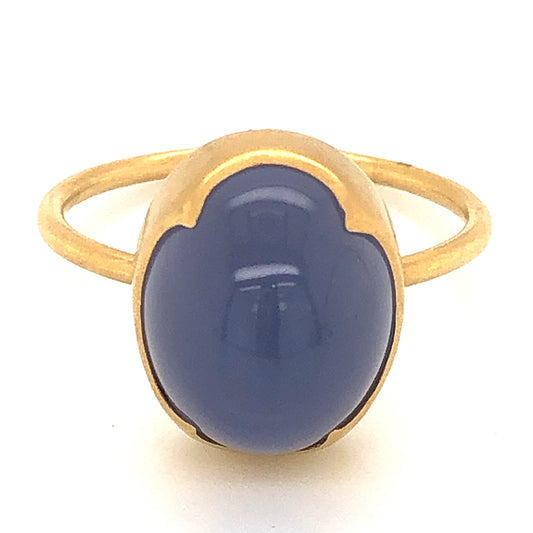 Blue Chalcedony Cocktail Ring in 18k Yellow Gold