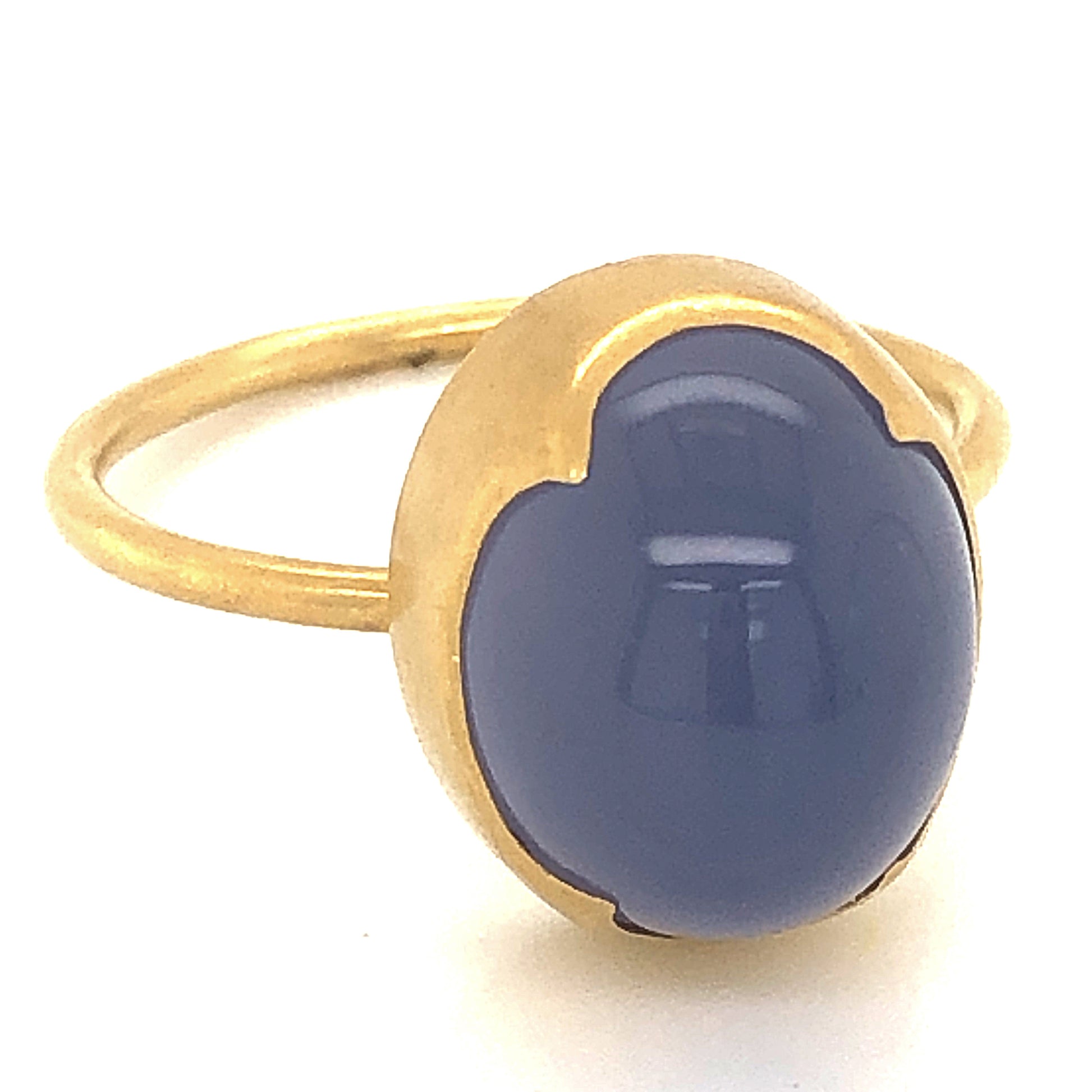 Blue Chalcedony Cocktail Ring in 18k Yellow Gold