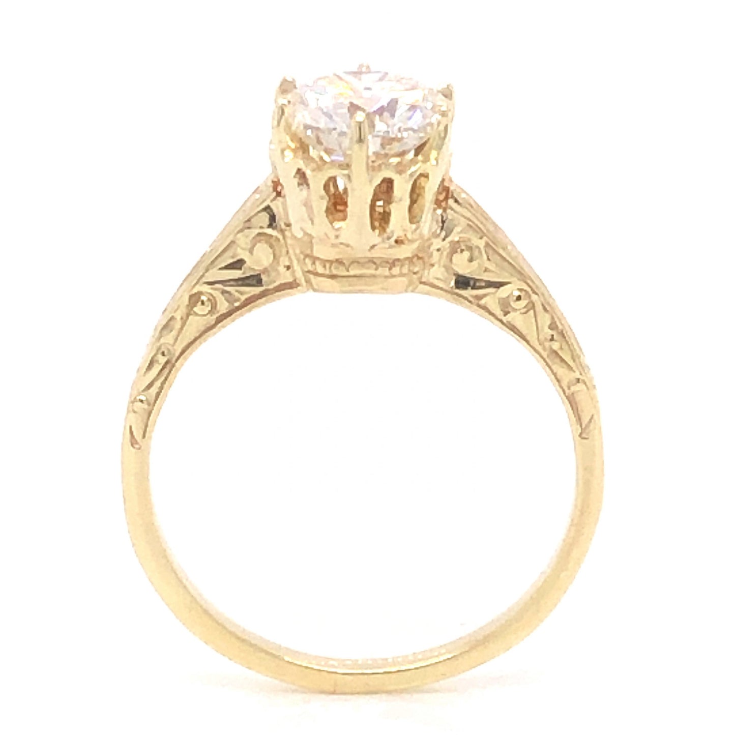 Late Art Deco 1.23 Diamond Engagement Ring in 14k Yellow Gold
