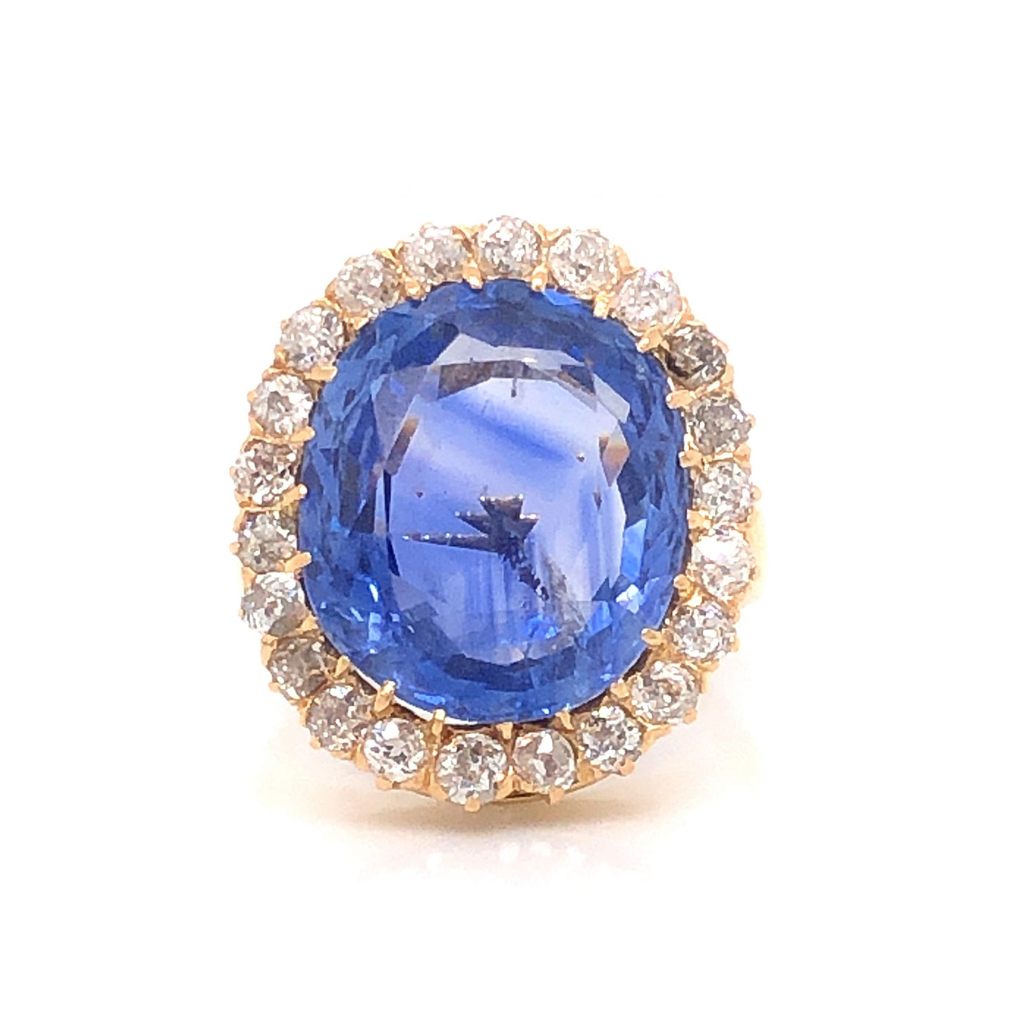 9.62 Victorian Blue Spinel & Diamond Cocktail Ring in 14k