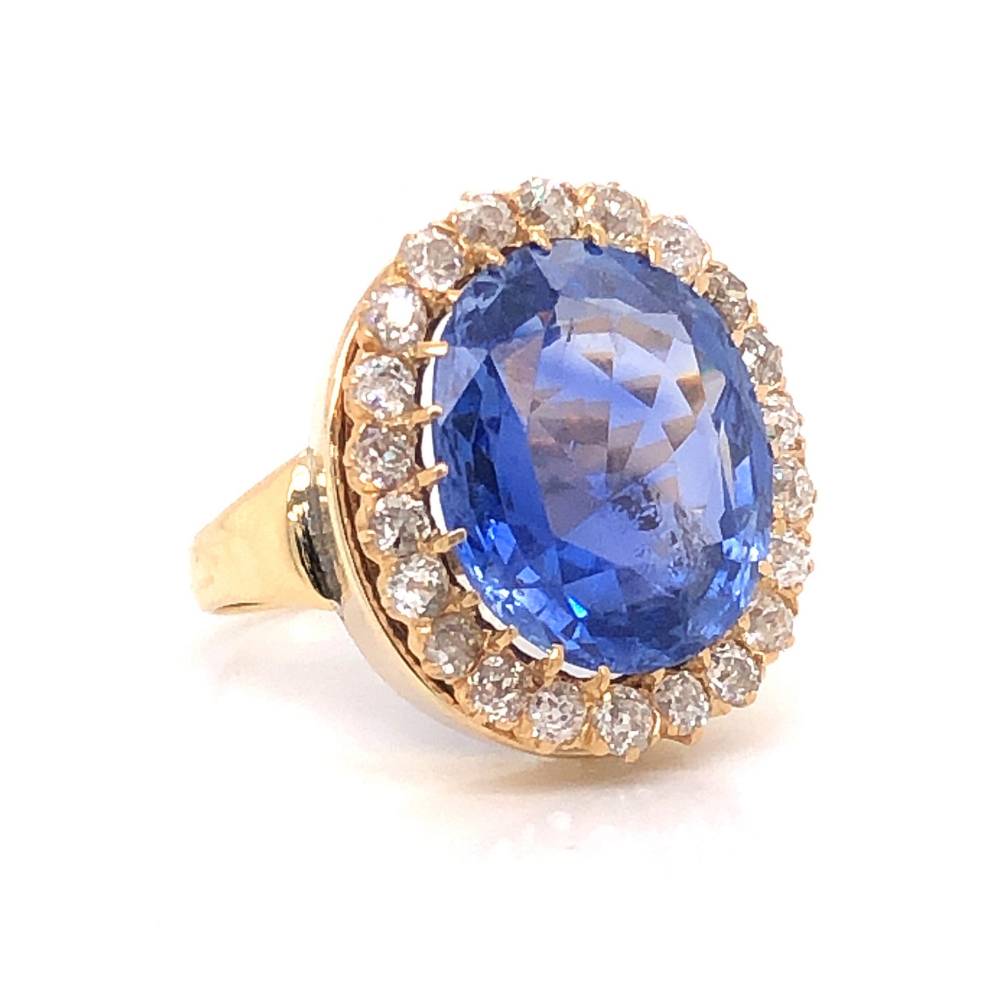 9.62 Victorian Blue Spinel & Diamond Cocktail Ring in 14k