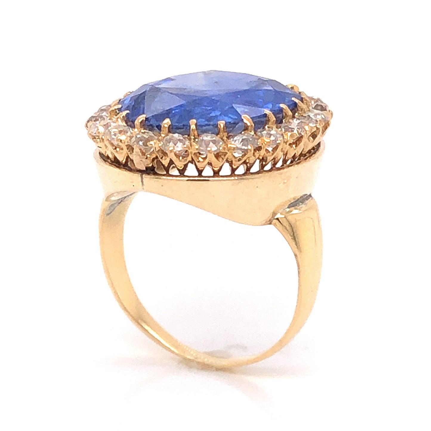 9.62 Victorian Blue Spinel & Diamond Cocktail Ring in 14k