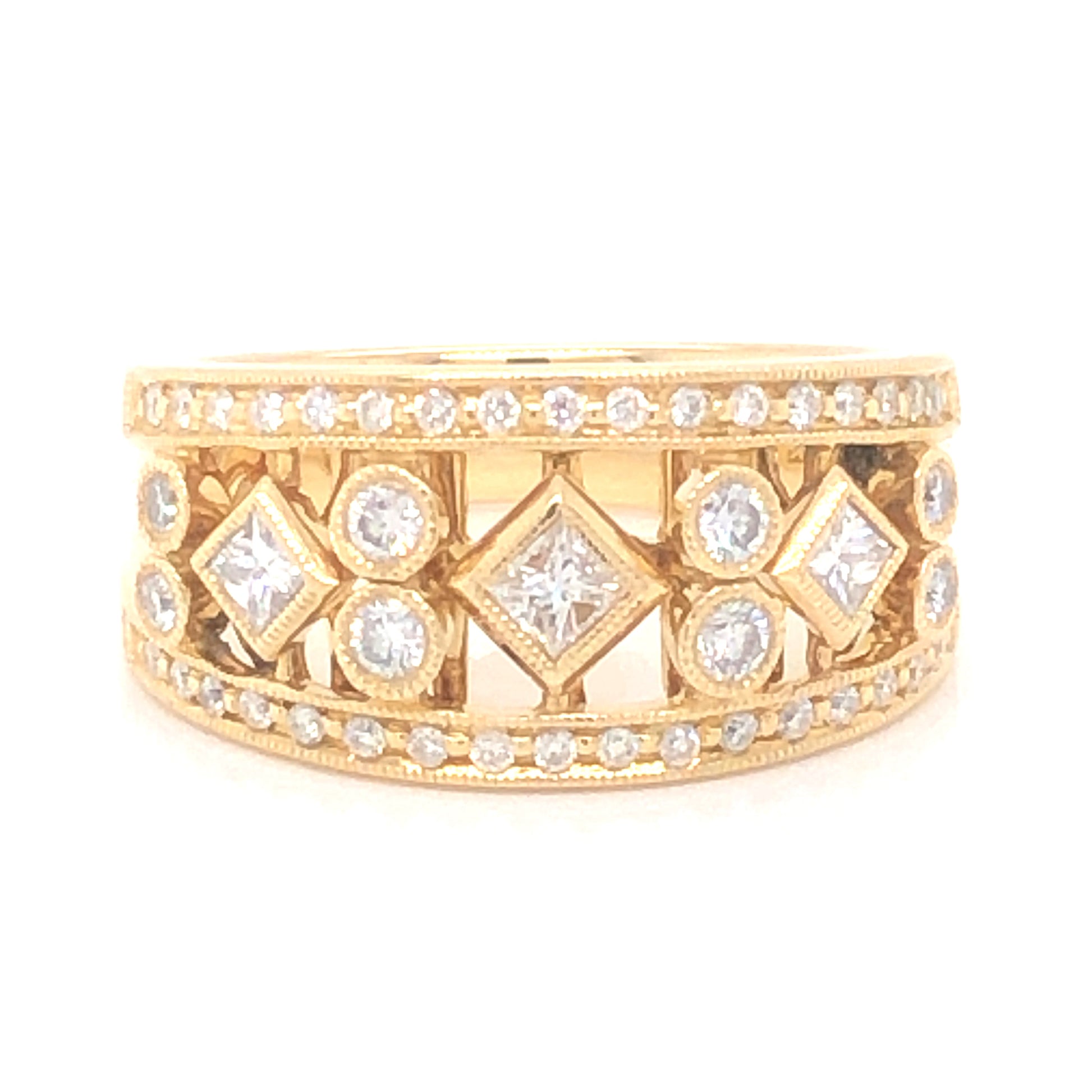 Wide .57 Diamond Cocktail Ring 18k Yellow Gold