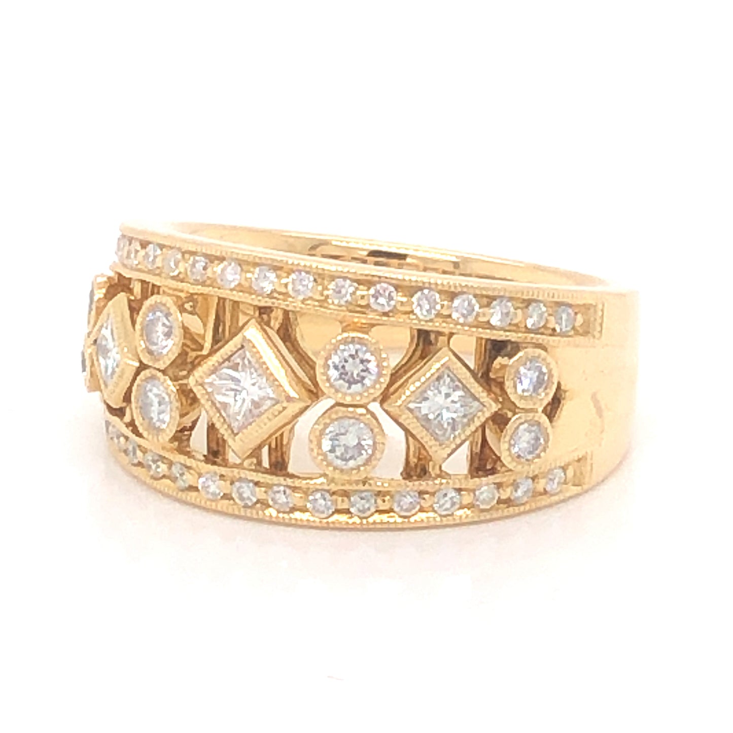 Wide .57 Diamond Cocktail Ring 18k Yellow Gold