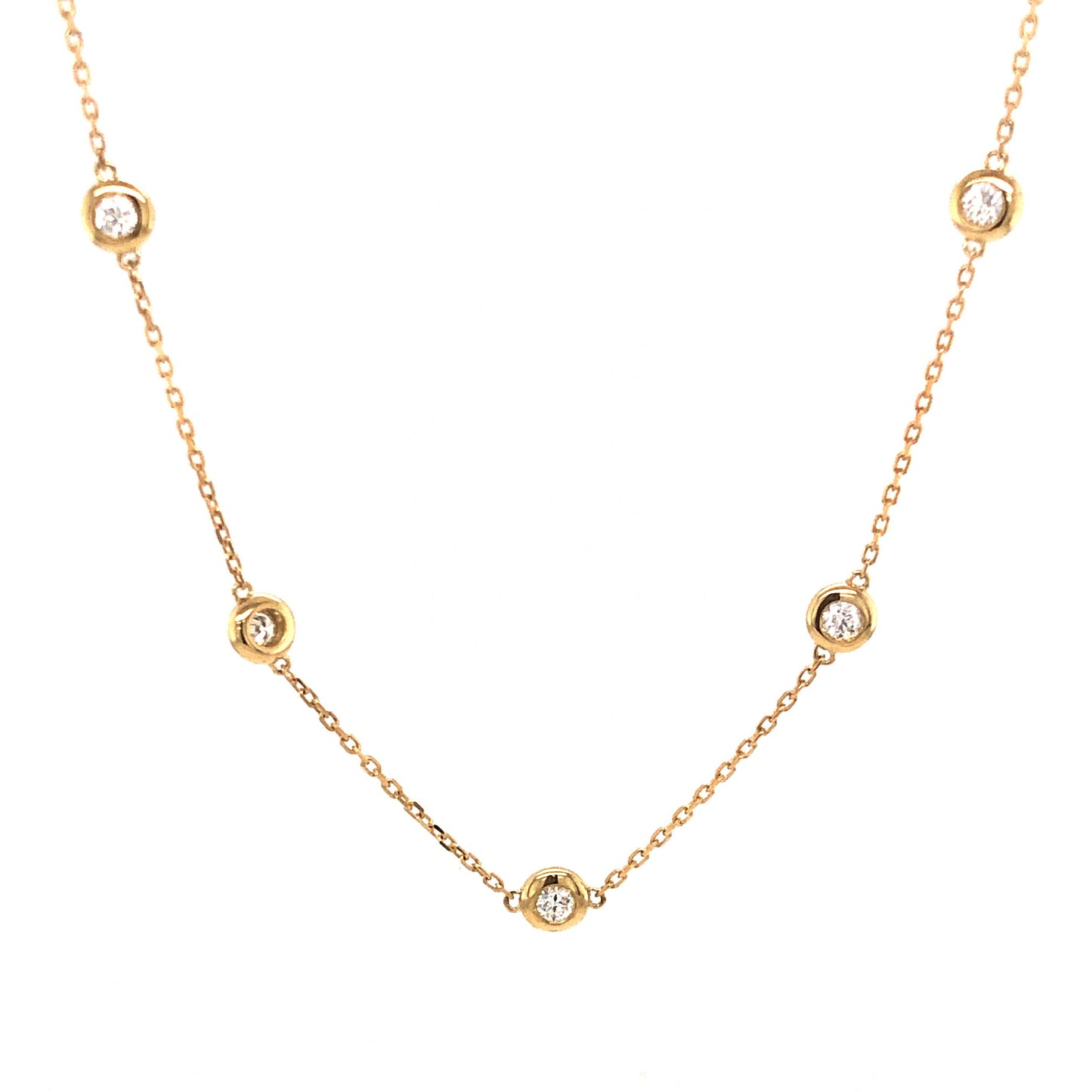 .28 Bezel Set Diamond Necklace in 14K Yellow Gold