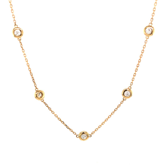 .28 Bezel Set Diamond Necklace in 14K Yellow Gold