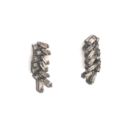 .89 Baguette & Round Diamond Earrings in Sterling Silver