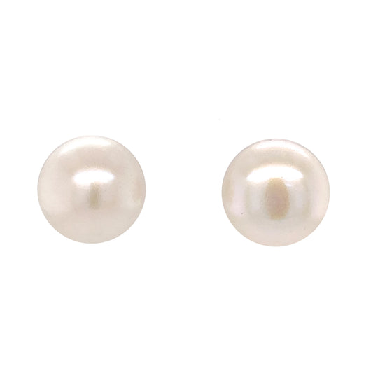 10mm Pearl Earrings in 14k White Gold