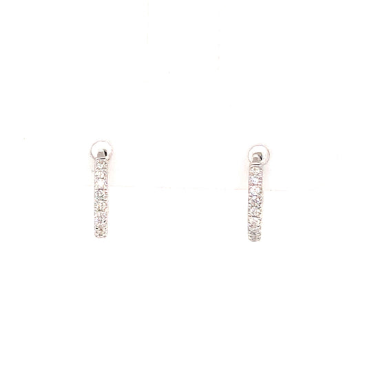 .10 Small Diamond Hoop Earrings in 14k White Gold