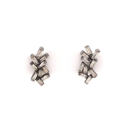 1.10 Baguette Diamond Earrings in Sterling Silver
