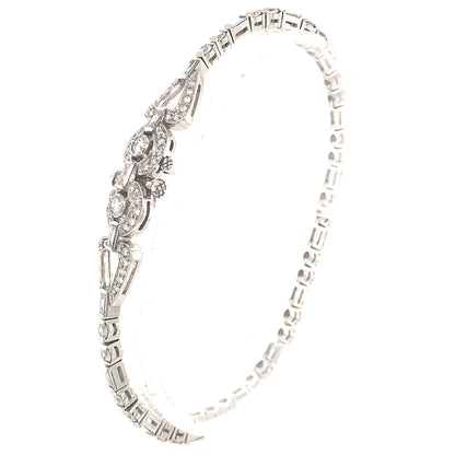 3.15 Antique Inspired Diamond Bracelet in Platinum