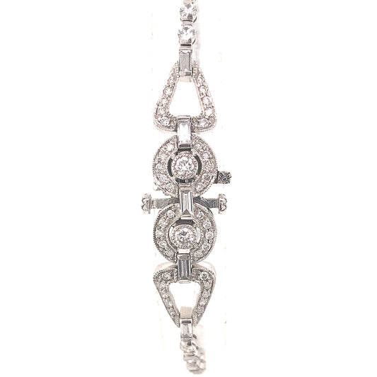 3.15 Antique Inspired Diamond Bracelet in Platinum