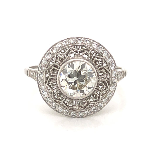 1.12 Vintage Inspired Diamond Engagement Ring in Platinum