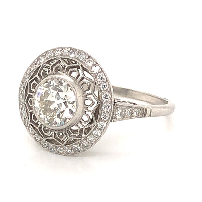 1.12 Vintage Inspired Diamond Engagement Ring in Platinum