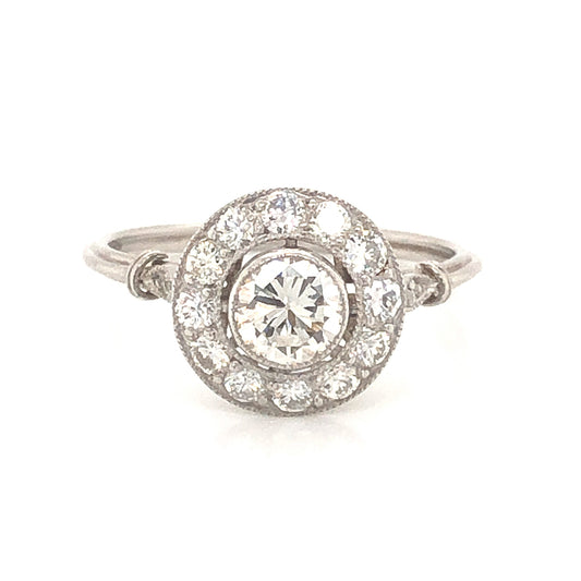 .50 Old European Cut Round Halo Engagement Ring in Platinum