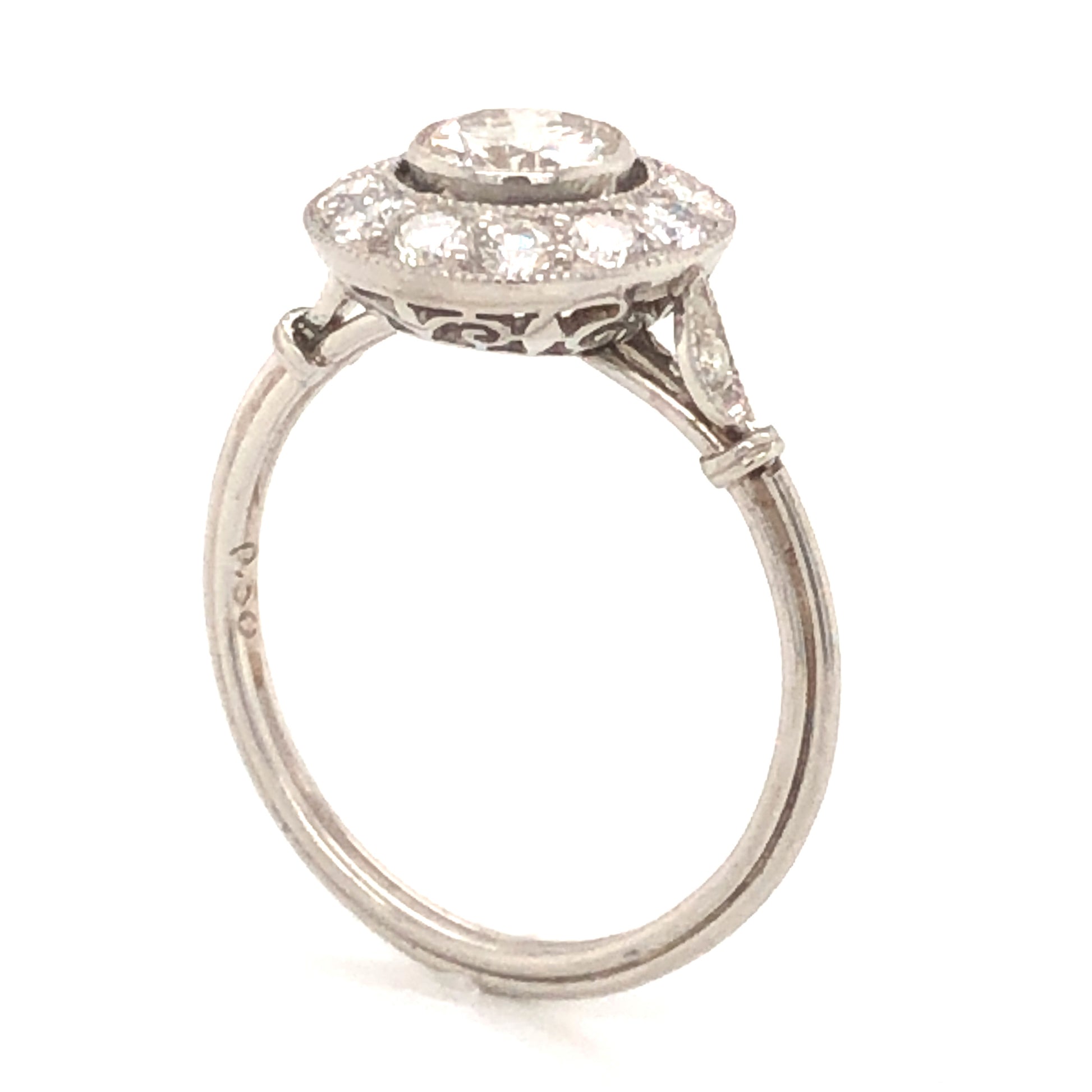 .50 Old European Cut Round Halo Engagement Ring in Platinum