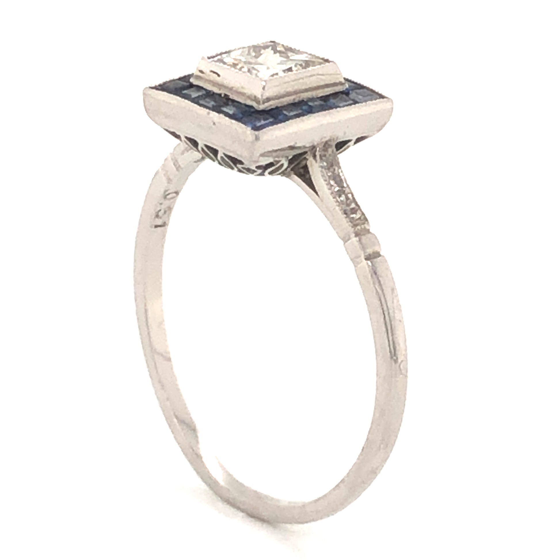 .51 Princess Cut Diamond & Sapphire Ring in Platinum